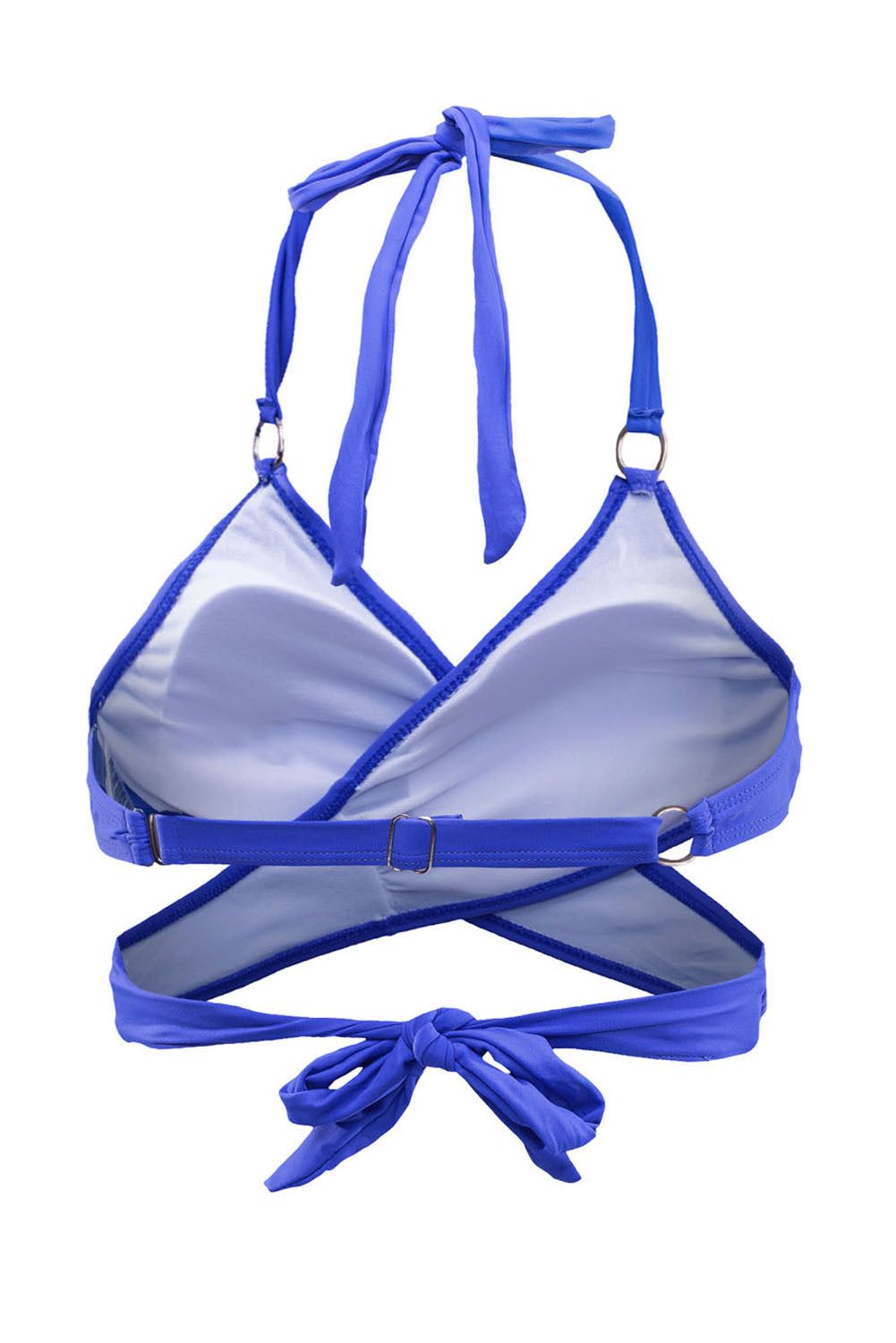 Blue Halter Neck Criss Cross High Waist Bikini Set - LA Grand