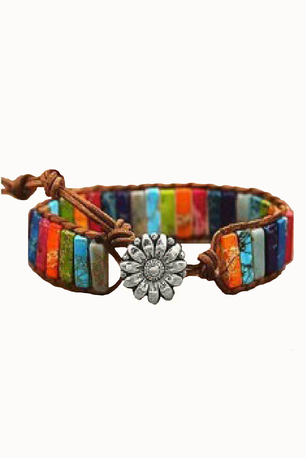 Multicolor Sunflower Colorful Stone Beaded Wrap Bracelet - LA Grand