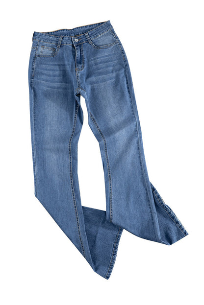 Light Blue Wash Vintage Wide Leg Jeans - LA Grand