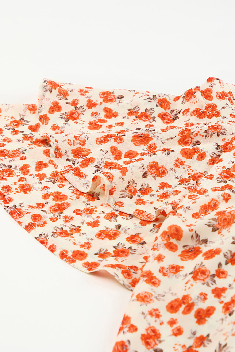 Orange Floral Tiered Flutter Sleeve Blouse - LA Grand