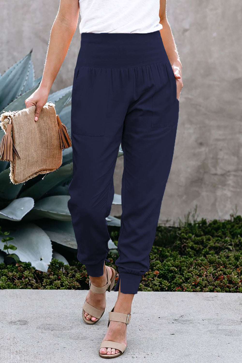 Blue Pocketed Casual Joggers - LA Grand