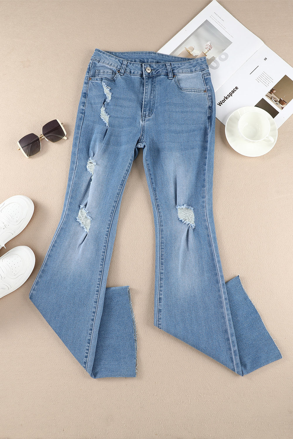 Dark Wash Mid Rise Flare Jeans - LA Grand