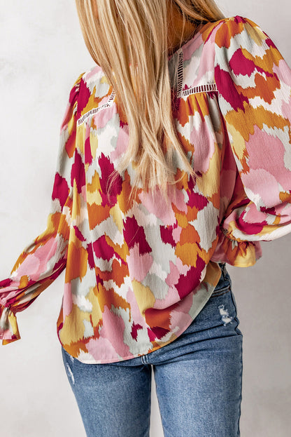 Multicolor Abstract Printed Long Sleeve Blouse - LA Grand