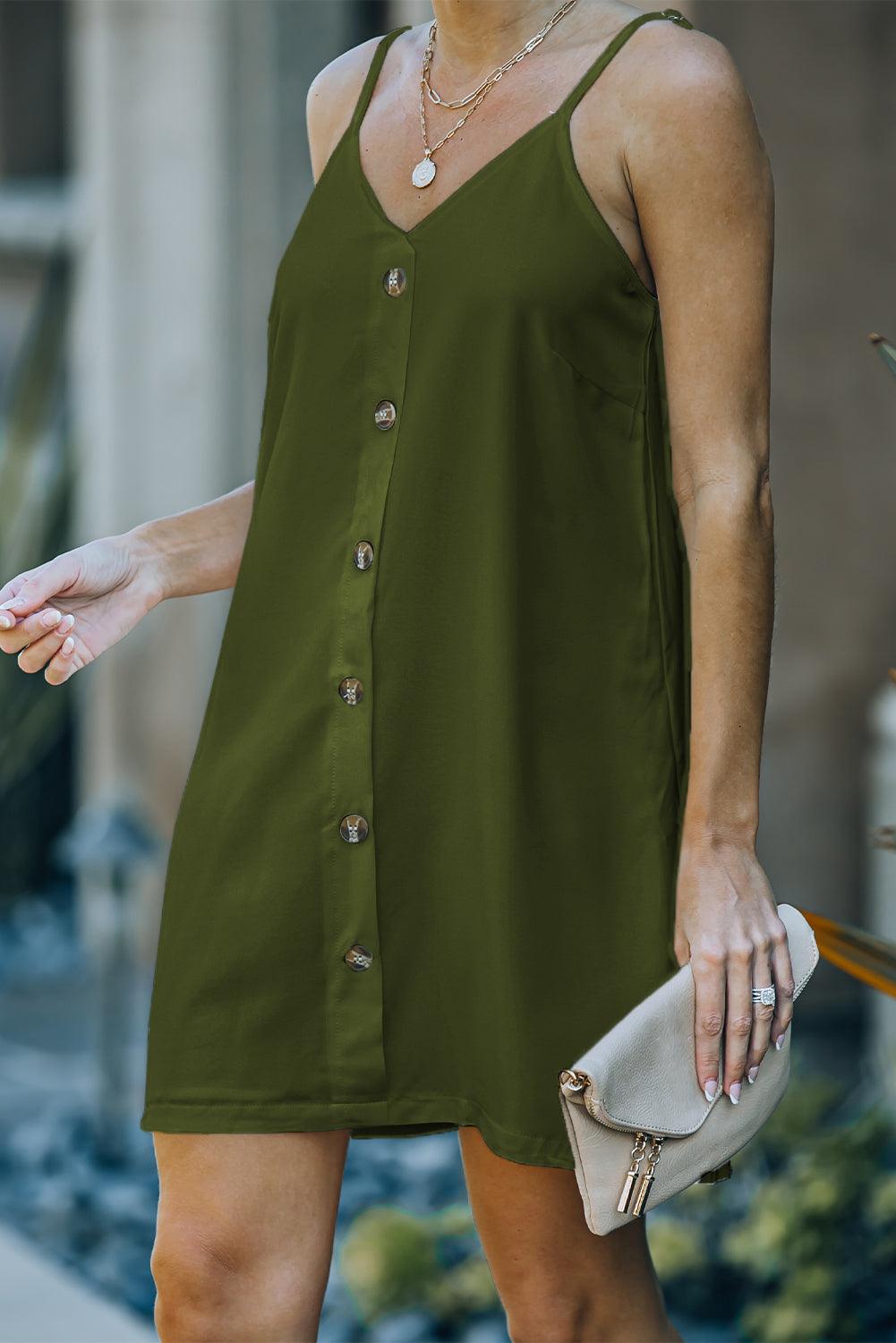 Green Buttoned Slip Dress - LA Grand