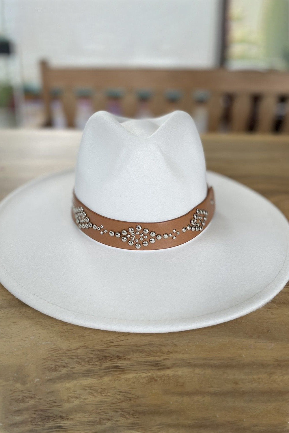 White Studded Wide Brim Panama Hat - LA Grand