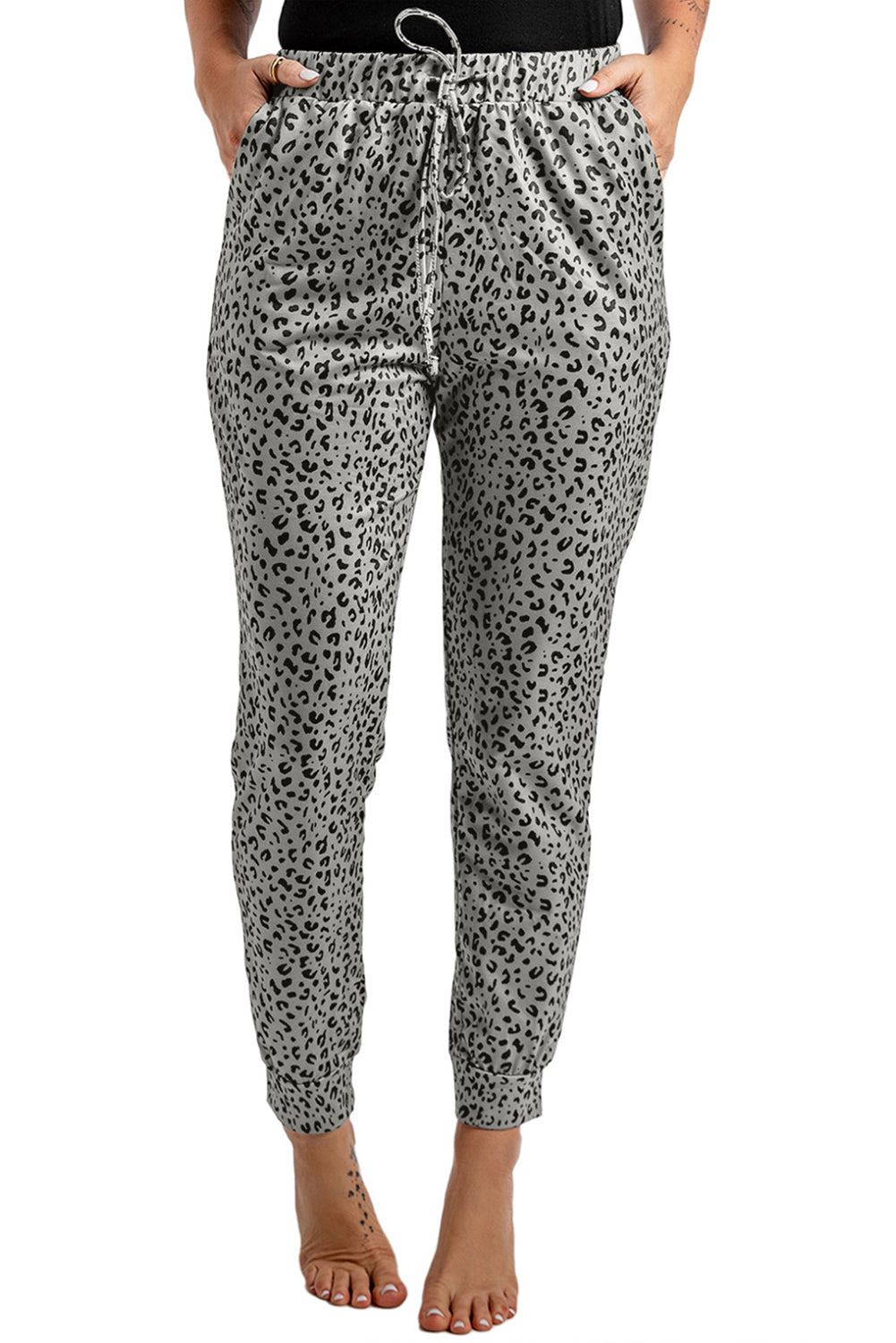 Black Breezy Leopard Joggers - LA Grand