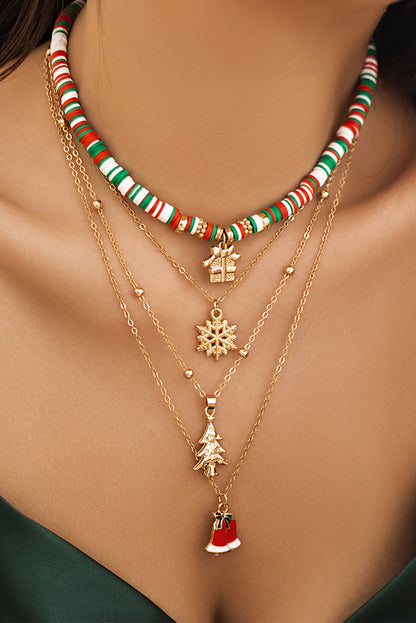 Gold Christmas Pendant Beaded 4pcs Necklace Set - LA Grand