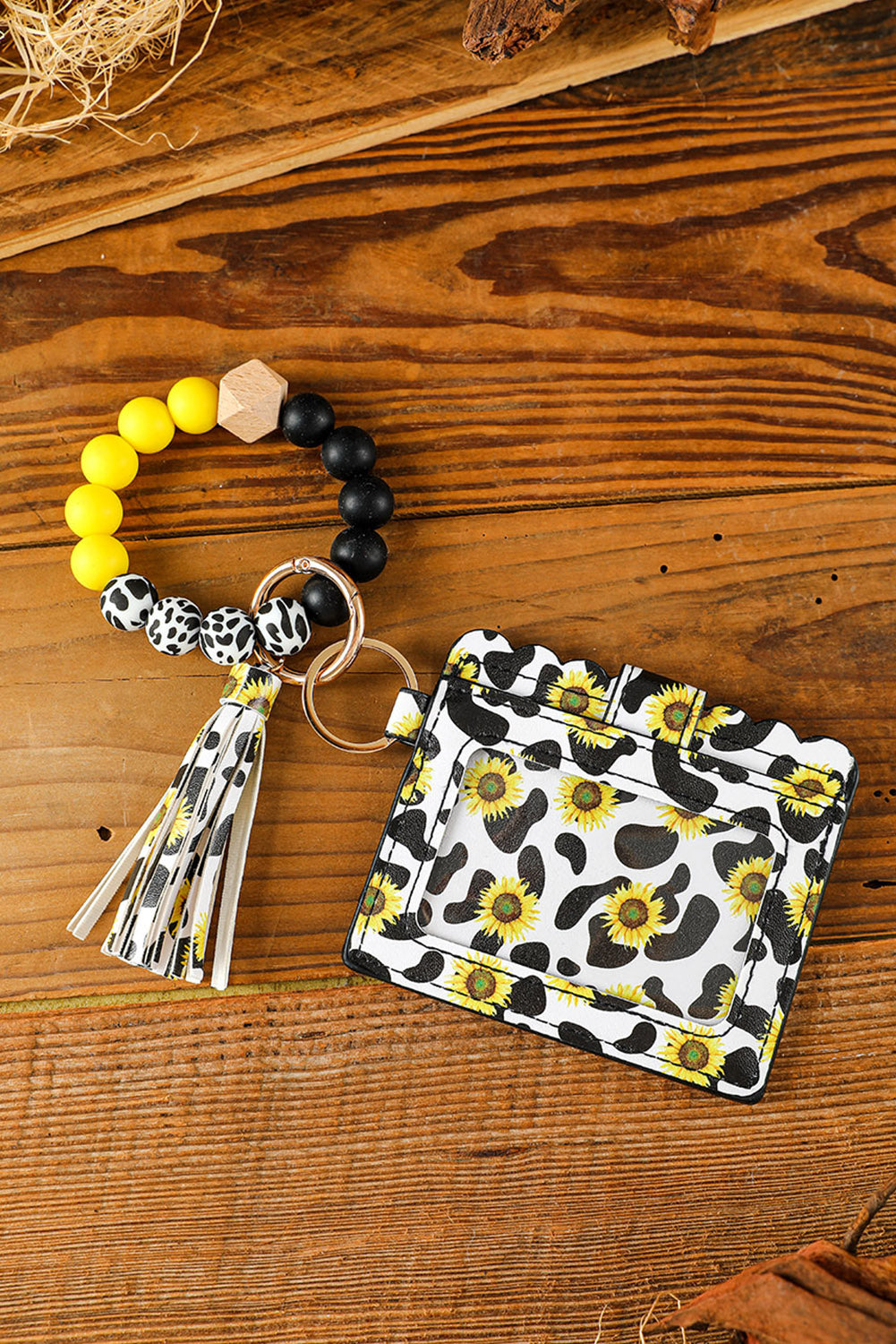 Multicolor Sunflower Cow Print Silicone Bead Card Bag - LA Grand