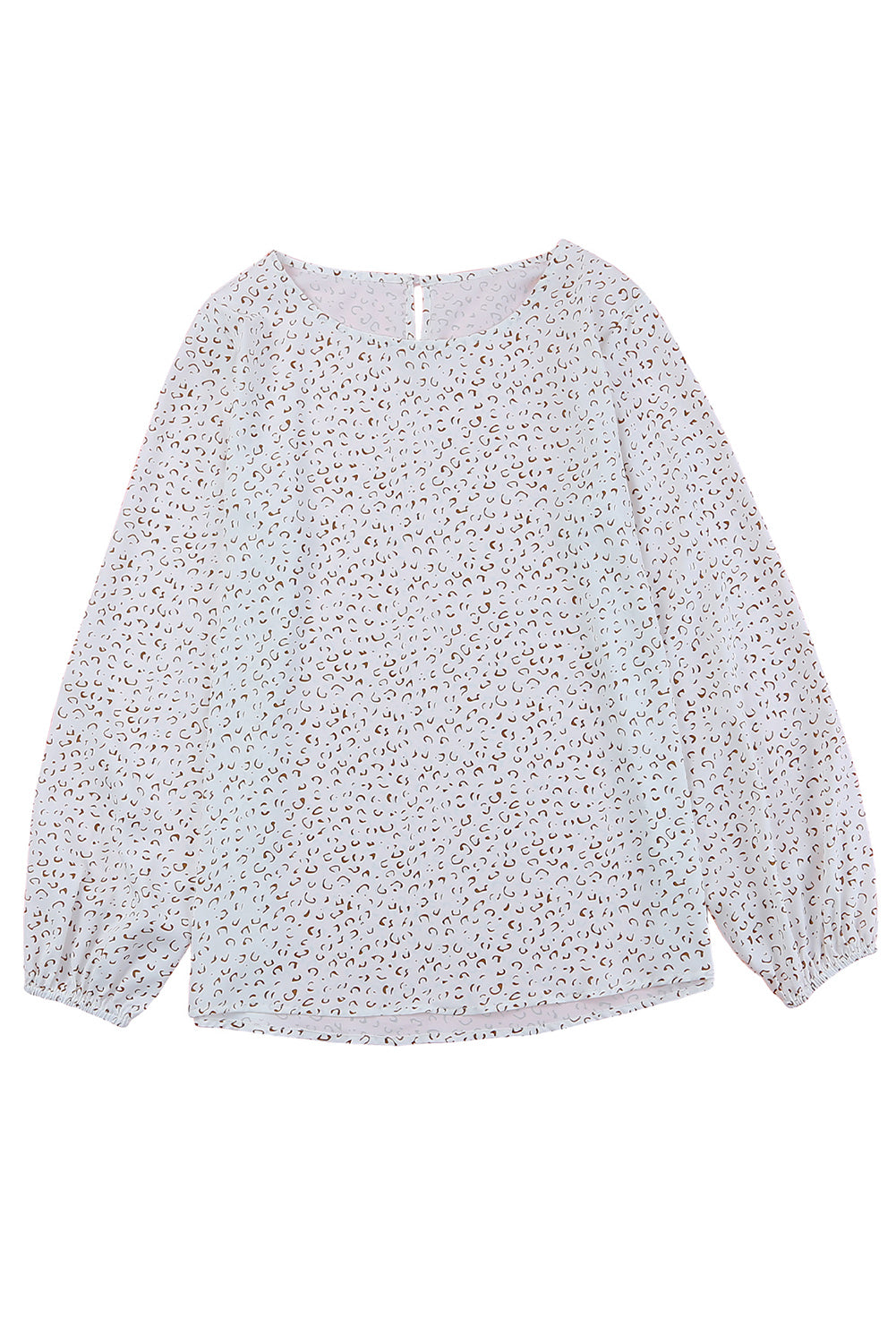 Leopard Crew Neck Long Sleeve Blouse - LA Grand