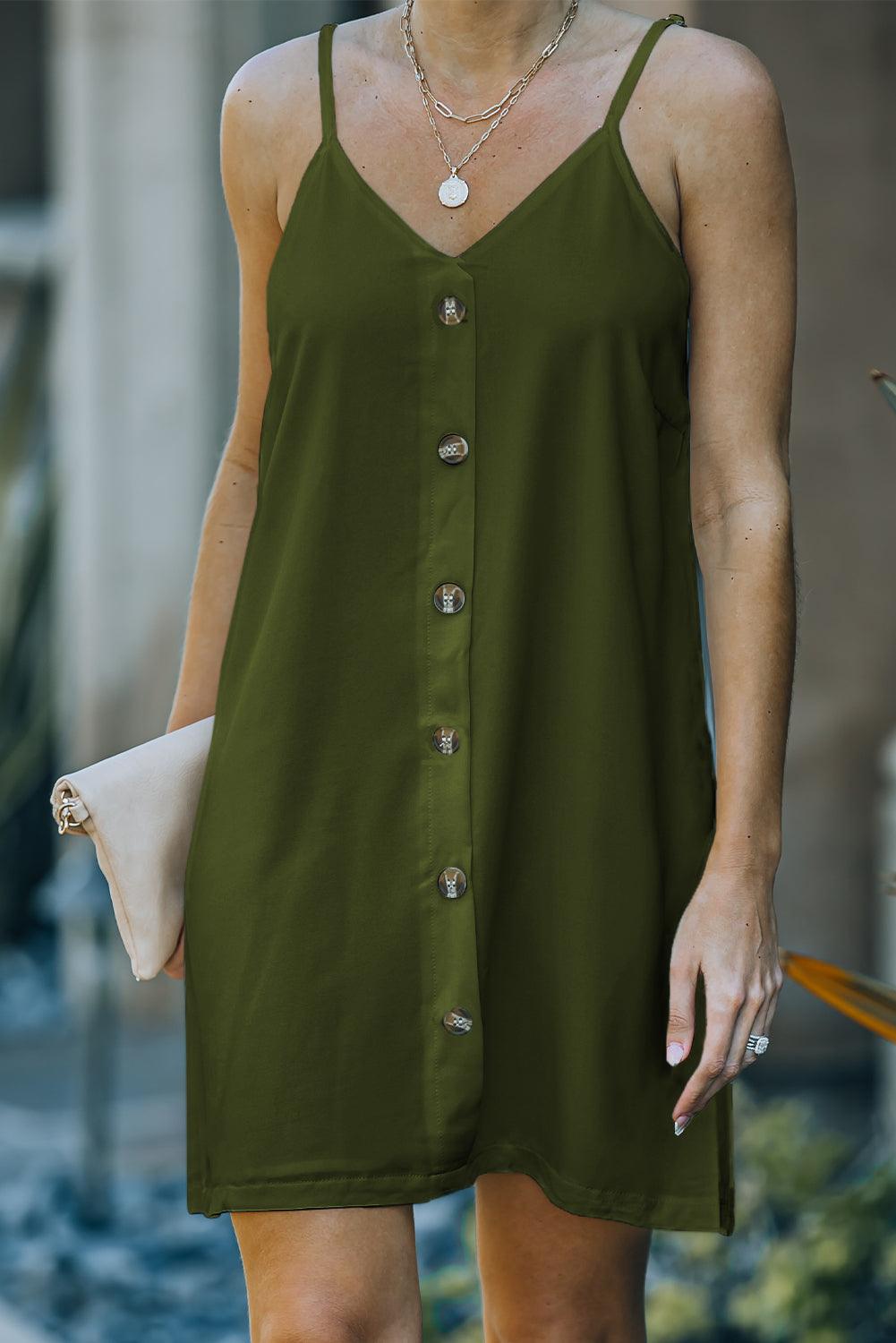 Green Buttoned Slip Dress - LA Grand