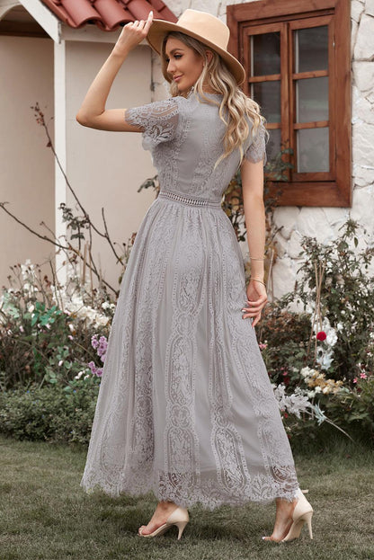 Serenity Sky Lace-Inspired Maxi Dress - LA Grand