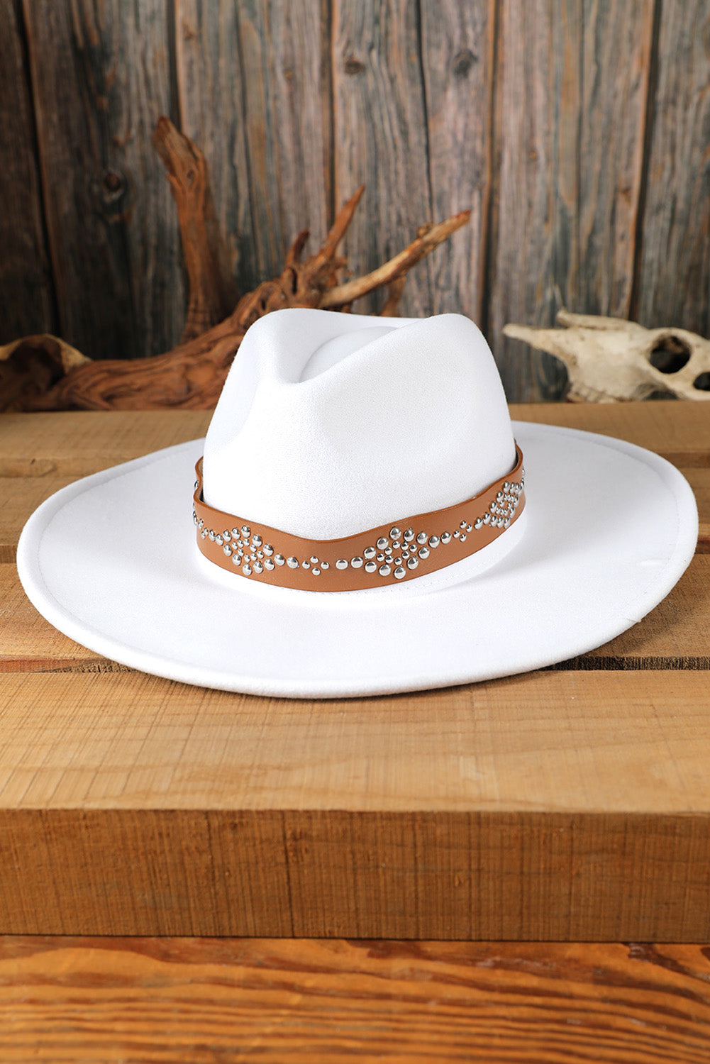 White Studded Wide Brim Panama Hat - LA Grand