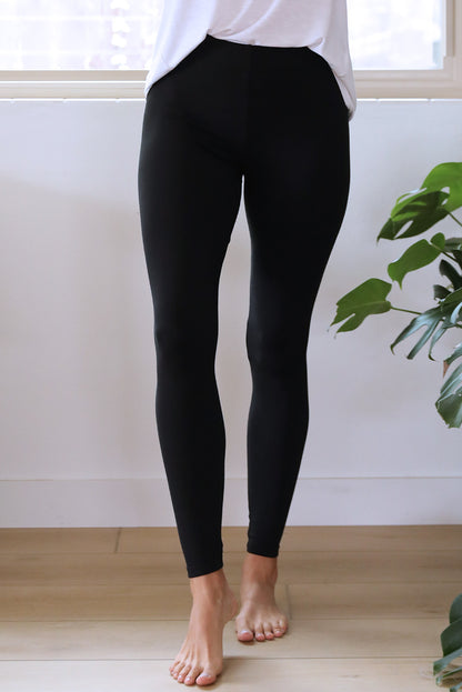 Black Stretchy Fit High Waist Leggings - LA Grand