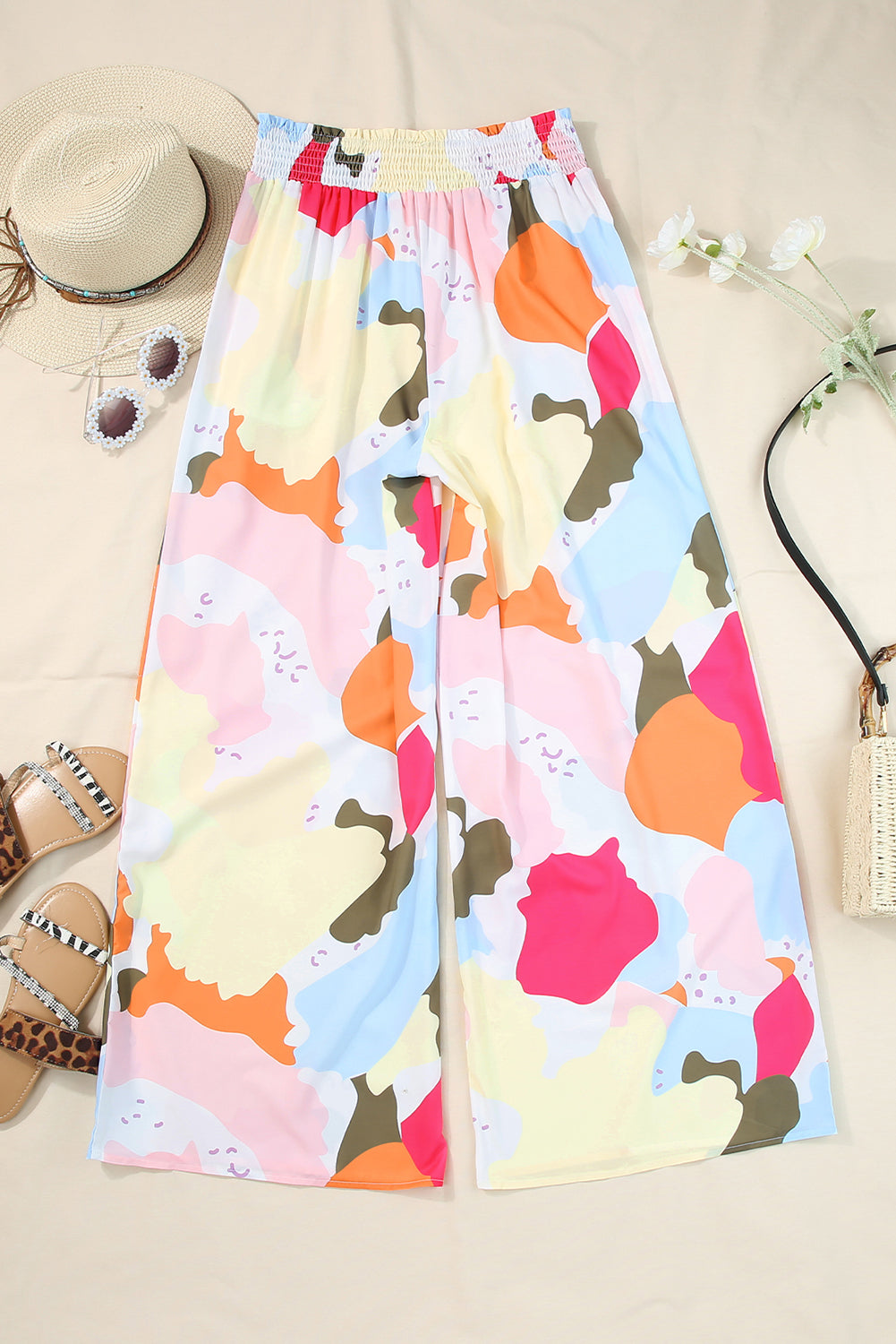 Multicolor Color Palette Print Flowy Wide Leg Pants - LA Grand