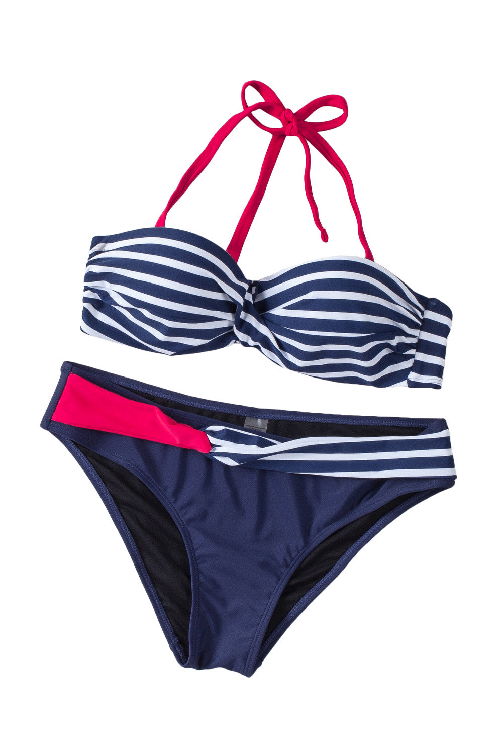 Blue Halter Bandeau Striped Bikini - LA Grand